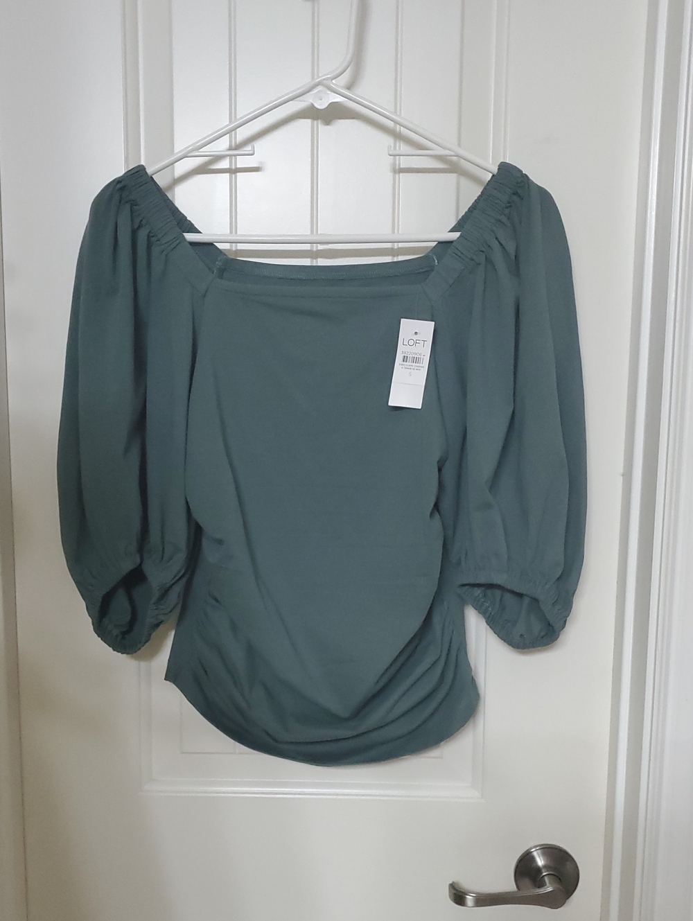 LOFT Teal Off-Shoulder Puff Sleeve Blouse